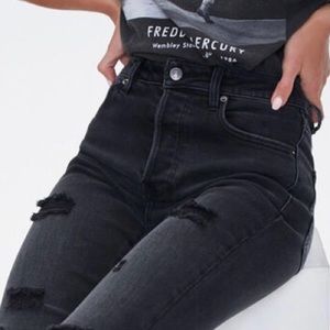 High-Rise Distressed Ankle Mom Jeans